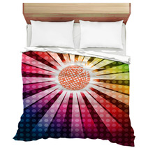 Discoball With Funky Rainbow Background, EPS10 Vector Bedding 54283690