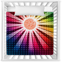 Discoball With Funky Rainbow Background, EPS10 Vector Nursery Decor 54283690
