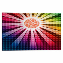 Discoball With Funky Rainbow Background, EPS10 Vector Rugs 54283690