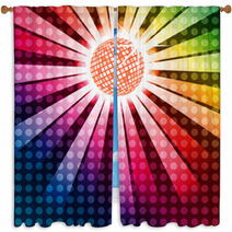 Discoball With Funky Rainbow Background, EPS10 Vector Window Curtains 54283690