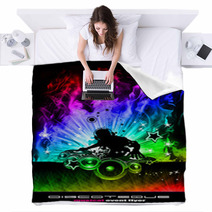 Discoteque Dj Flyer With Real Flames Blankets 19370566