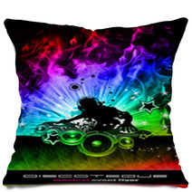 Discoteque Dj Flyer With Real Flames Pillows 19370566