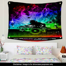 Discoteque Dj Flyer With Real Flames Wall Art 19370566