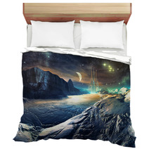 Distant View Of Futuristic Aiien City On Winter World Bedding 40349040
