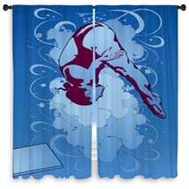 Diving Athlete Window Curtains 23263163
