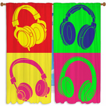 DJ Headphones POP Design Window Curtains 49902897