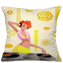 DJ With Headphones And Turntable Mixing Beat Pillows 3559185