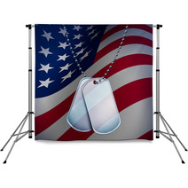 Dog Tags With An American Flag Backdrops 37873685