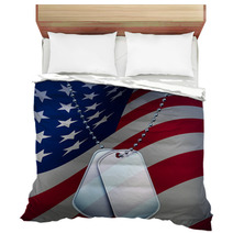 Dog Tags With An American Flag Bedding 37873685