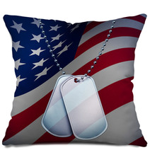 Dog Tags With An American Flag Pillows 37873685