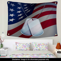 Dog Tags With An American Flag Wall Art 37873685