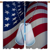 Dog Tags With An American Flag Window Curtains 37873685