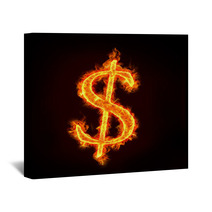 Dollar Sign In Fire Wall Art 38348001