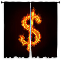 Dollar Sign In Fire Window Curtains 38348001