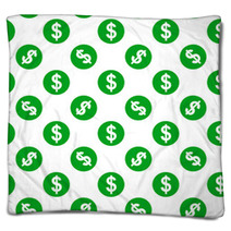 Dollar Sign Seamless Pattern On White Background Blankets 61345261