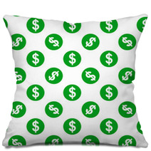 Dollar Sign Seamless Pattern On White Background Pillows 61345261
