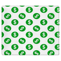 Dollar Sign Seamless Pattern On White Background Rugs 61345261
