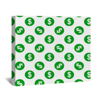 Dollar Sign Seamless Pattern On White Background Wall Art 61345261