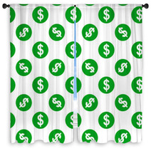 Dollar Sign Seamless Pattern On White Background Window Curtains 61345261