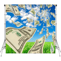 Dollars On Background Sky And Herbs. Backdrops 50028180