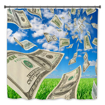 Dollars On Background Sky And Herbs. Bath Decor 50028180