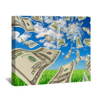 Dollars On Background Sky And Herbs. Wall Art 50028180