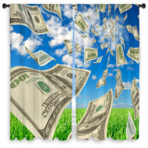 Dollars On Background Sky And Herbs. Window Curtains 50028180