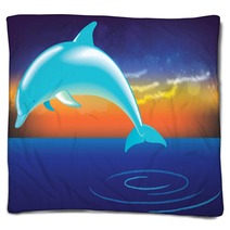 Dolphin Jumping Out Of Water Blankets 45239129