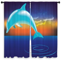 Dolphin Jumping Out Of Water Window Curtains 45239129
