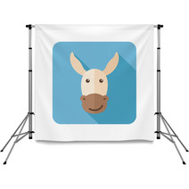 Donkey Flat Icon With Long Shadow Backdrops 78748672