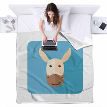 Donkey Flat Icon With Long Shadow Blankets 78748672