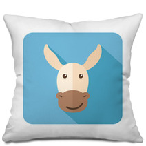 Donkey Flat Icon With Long Shadow Pillows 78748672