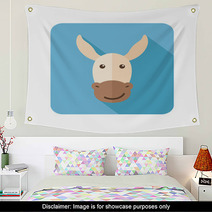 Donkey Flat Icon With Long Shadow Wall Art 78748672