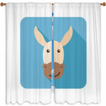 Donkey Flat Icon With Long Shadow Window Curtains 78748672