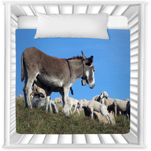 Donkey Out To Pasture With A Herd Of Sheep Nursery Decor 79217408