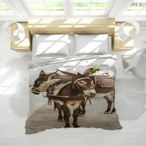 Donkeys In Lindos, Greece Bedding 88477606