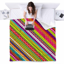 Doodle Ethnic And Colored Seamless Background Blankets 62794416