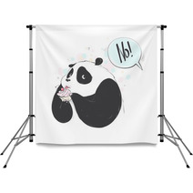 Doodle Panda Cute Cartoon Happy Birthday Cake For Decoration Design Funny Sweet Vector Bear With Food Icon Backdrops 212038172