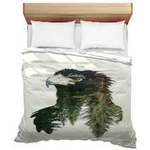 Double Exposure Portraits Of Eagle And Tree Branch Bedding 97009703