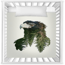 Double Exposure Portraits Of Eagle And Tree Branch Nursery Decor 97009703