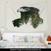 Double Exposure Portraits Of Eagle And Tree Branch Wall Art 97009703