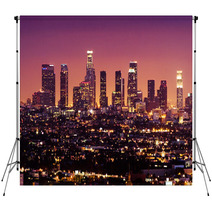 Downtown Los Angeles Skyline At Night, California Backdrops 3021370