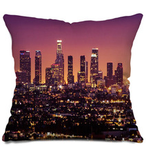 Downtown Los Angeles Skyline At Night, California Pillows 3021370