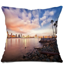 Downtown San Diego At Night Pillows 114409991
