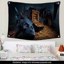 Dragon On The Stack Of Gold Wall Art 182121944