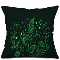 Drawn Abstract Green Flowers Pillows 68510151
