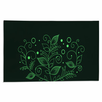 Drawn Abstract Green Flowers Rugs 68510151