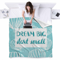 Dream Big Start Smal Vector Retro Poster With Balloons Blankets 120406271