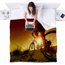 Dreamy Sunset And Healthy LifeFields And Bicycle Blankets 63593672