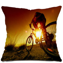 Dreamy Sunset And Healthy LifeFields And Bicycle Pillows 63593672